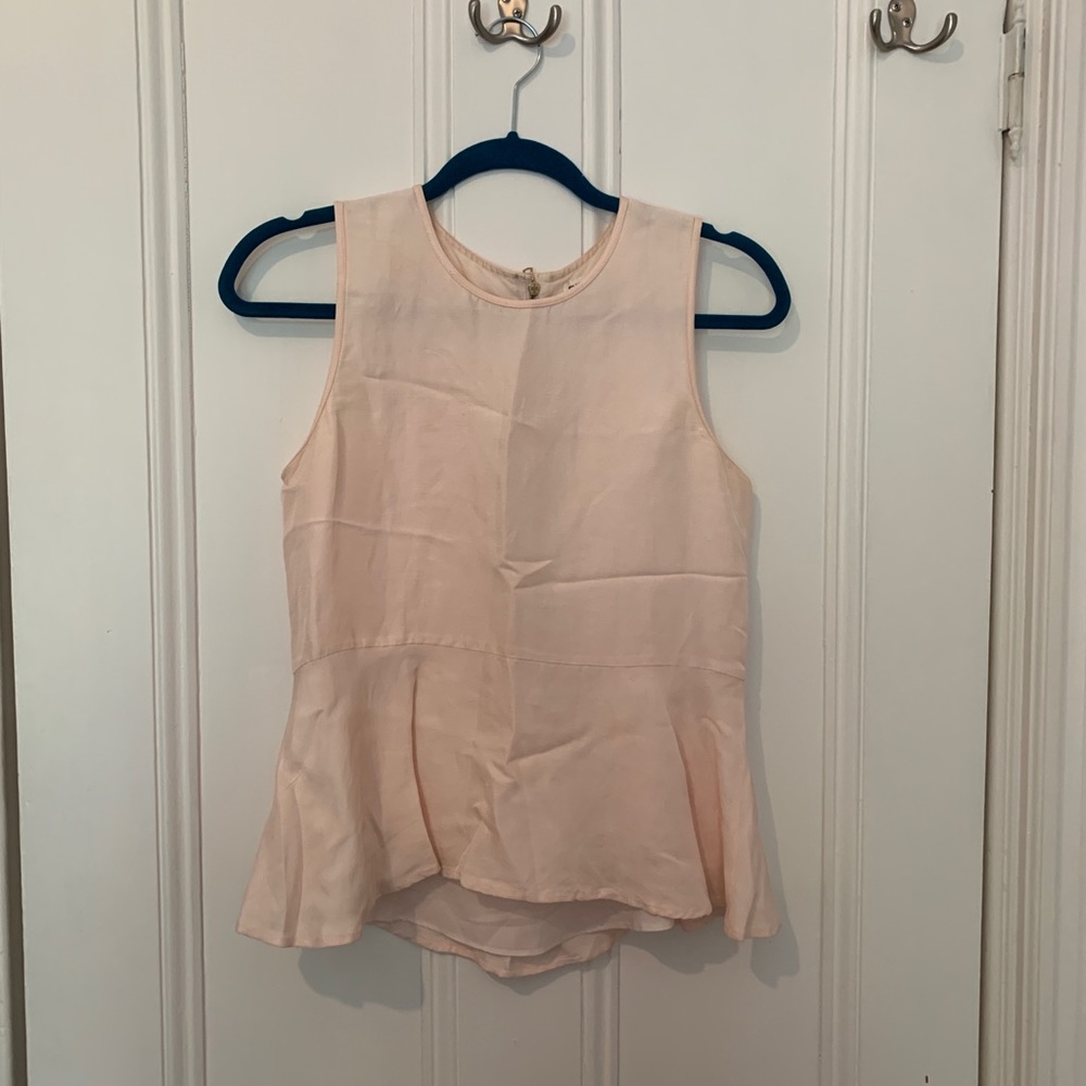 Club Monaco Linen Pink Peplum Top